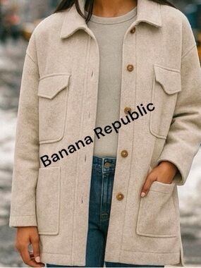 Women's Banana Republic - Tan Jacket - Button Up - 4 Pockets - Size- XL NWT A-19